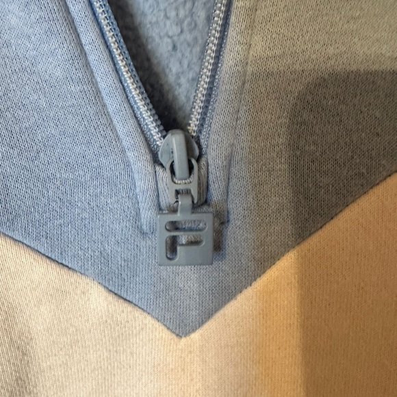 FILA Women's M Blue/White Chevron Collared Quarter Zip Pullover Sweater - Picture 9 of 16